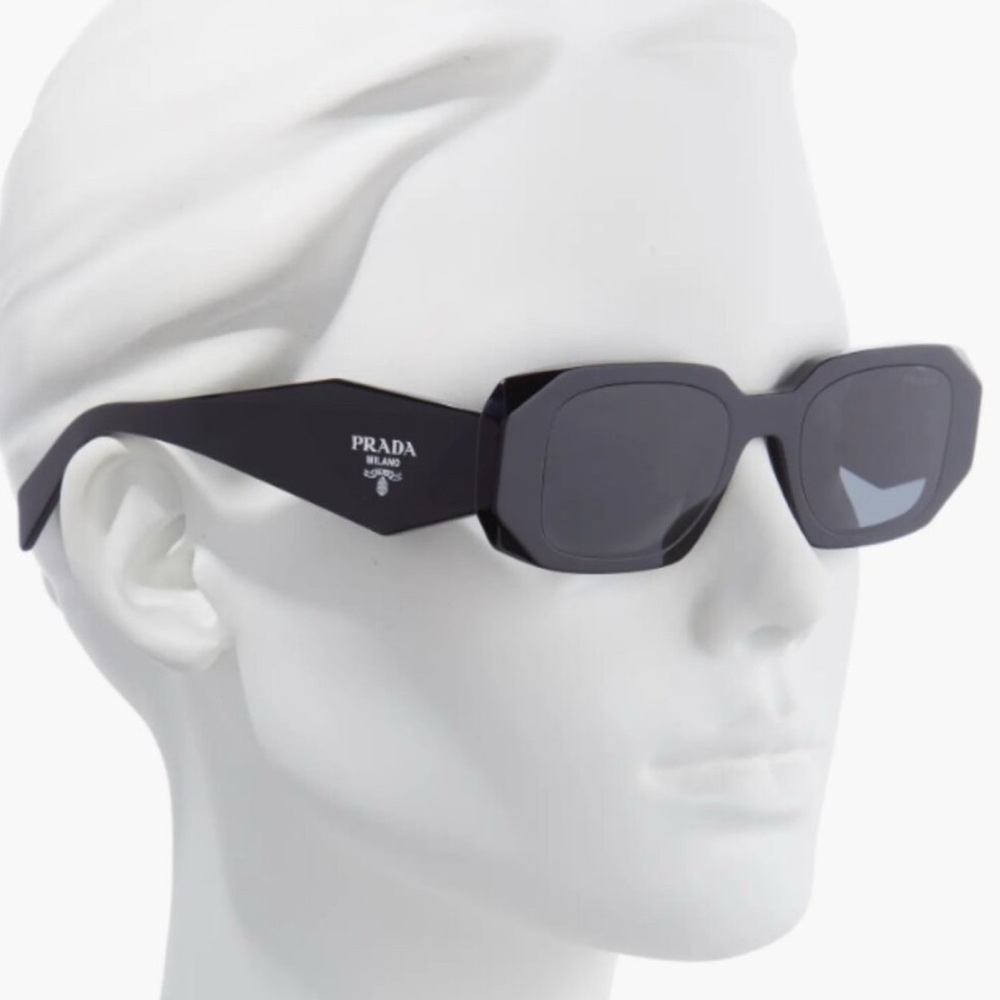 Prada Black Rectangular Sunglasses - Unisex - Like New - AUTHENTIC